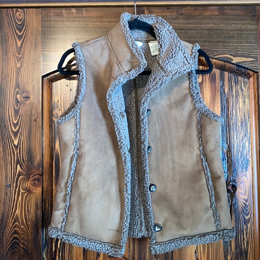 LL Bean Suede Fur Lined Vest